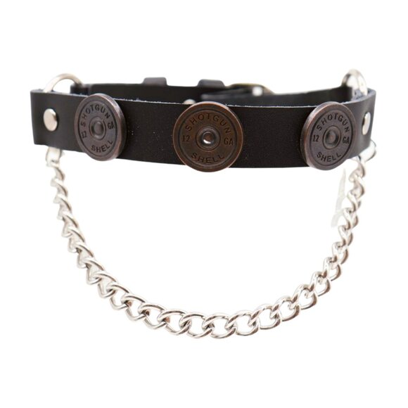 NEW Men Biker Boot Silver Chain Faux Leather 2 Straps Shotgun Bullet Shell Charm - Picture 13 of 16